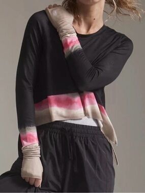 Free People Movement Black Long-Sleeve Crop Top UV Protection Small